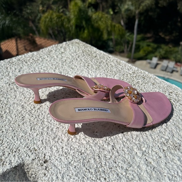 Manolo Blahnik Jeweled Crystal Sandals - Picture 3 of 5